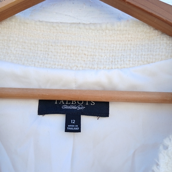 Talbots Wool Tweed Ivory Blazer Size 12 - Picture 4 of 7